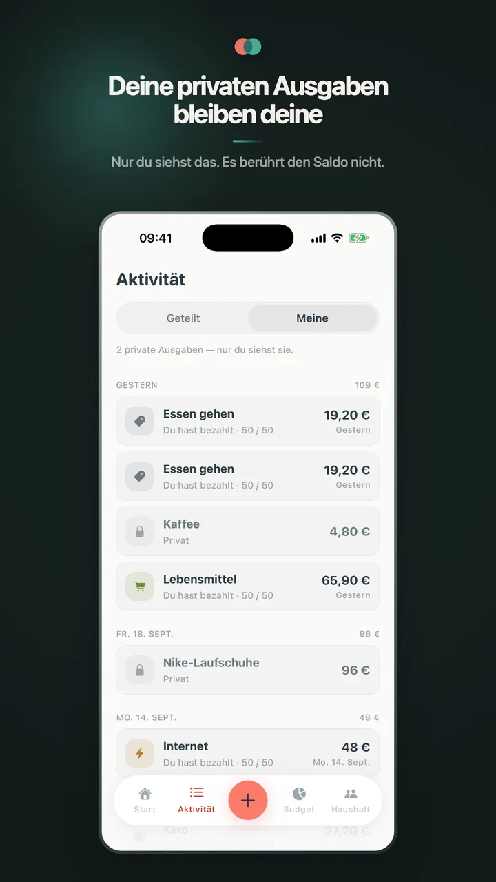 Deine privaten Ausgaben bleiben deine