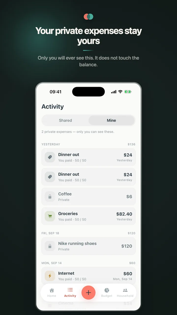 Your private expenses stay yours