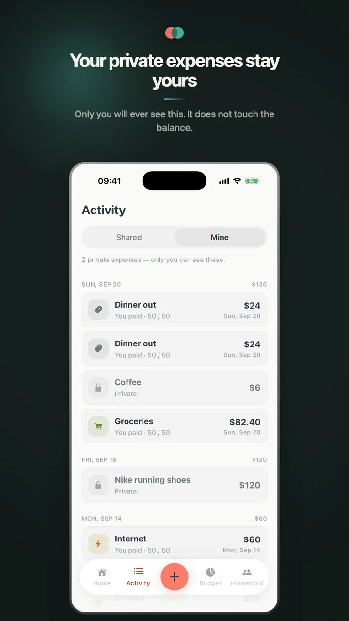 Your private expenses stay yours