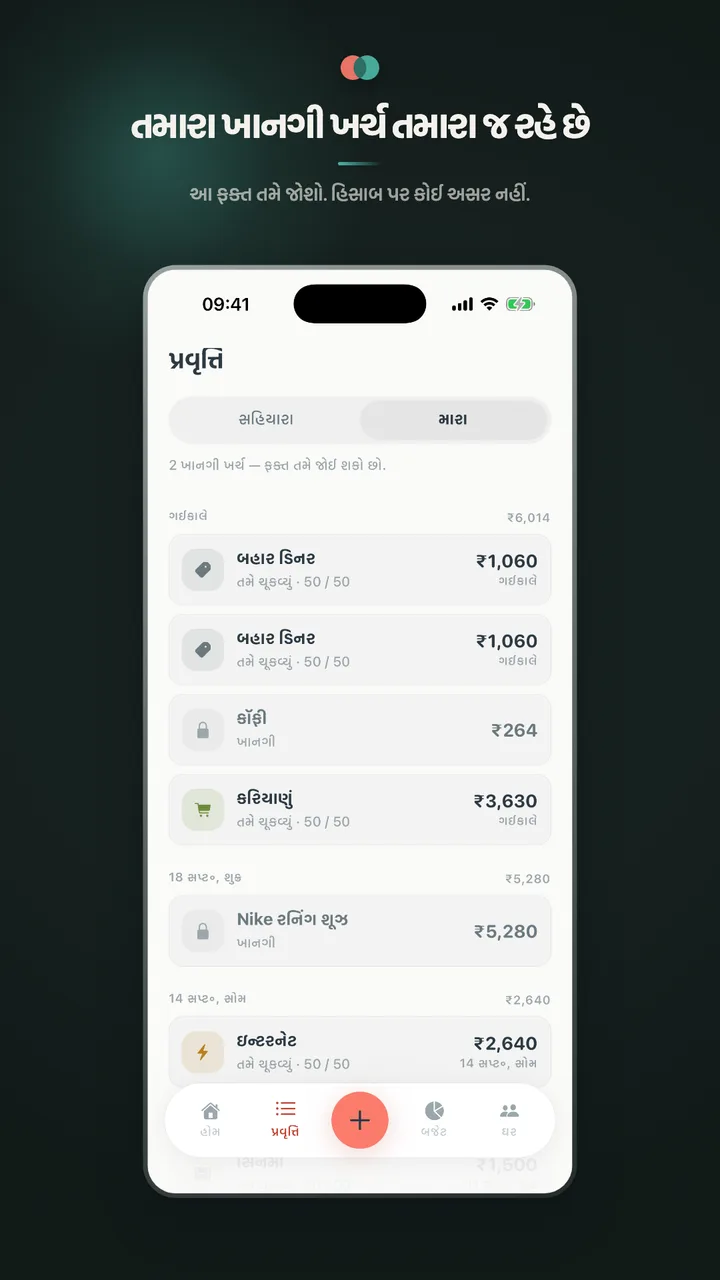 તમારા ખાનગી ખર્ચ તમારા જ રહે છે