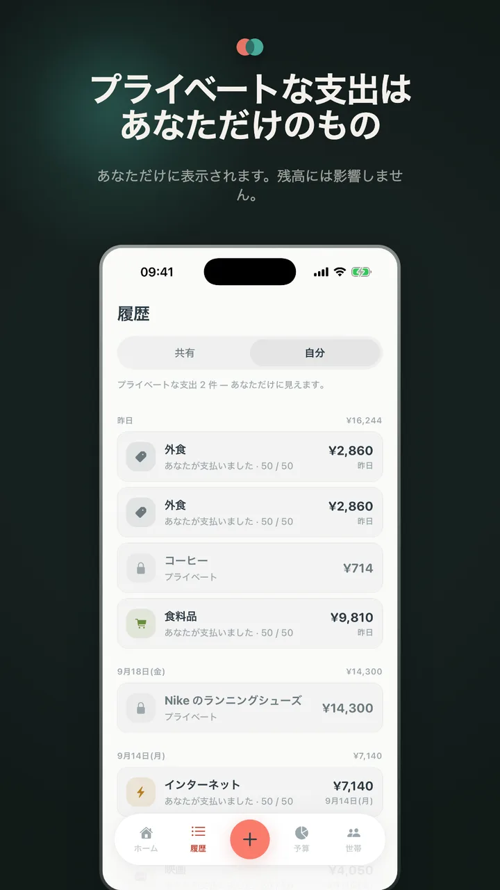 プライベートな支出はあなただけのもの