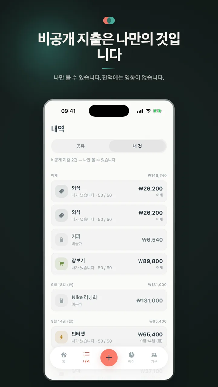 비공개 지출은 나만의 것입니다