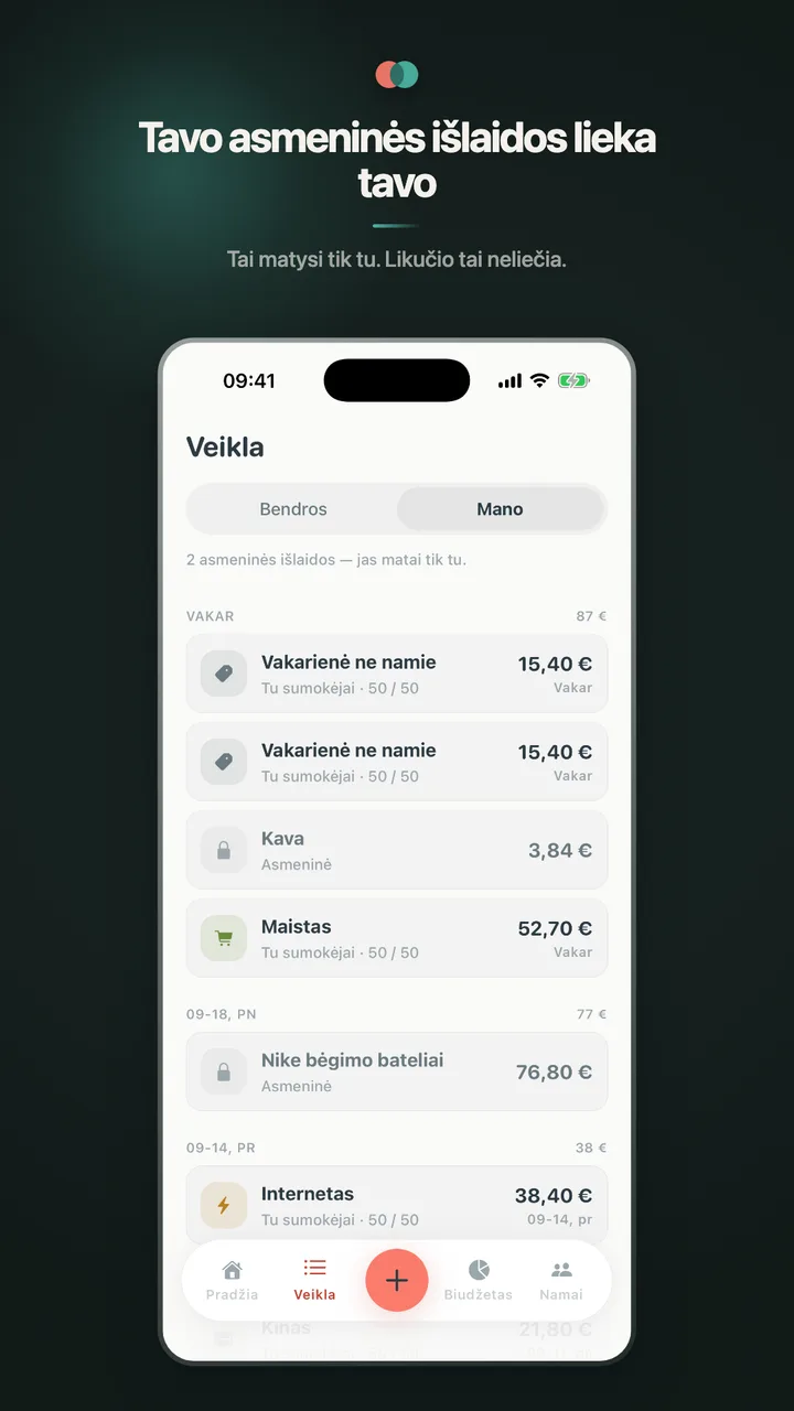 Tavo asmeninės išlaidos lieka tavo