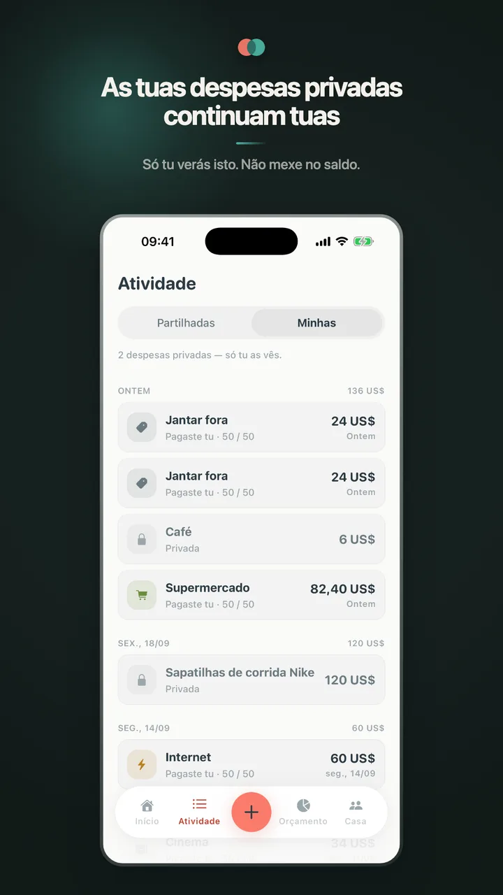 As tuas despesas privadas continuam tuas